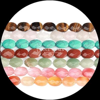Yüzlü Oval Biçimli Gem Mermi Doğal Kristal Howlite Kar Tanesi Obsidian Taş Bilezikler için gevşek mermi iplikleri