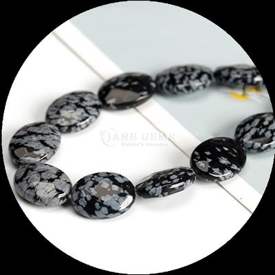 Yüzlü Oval Biçimli Gem Mermi Doğal Kristal Howlite Kar Tanesi Obsidian Taş Bilezikler için gevşek mermi iplikleri