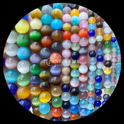 Yuvarlak Şekil Gem Bead Renkli Mavi Yeşil Turuncu Renkli Kedim Gözleri Kulüpler için gevşek boncuk telleri