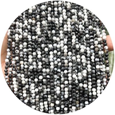 İyileştirici Enerji Yarım değerli taş Yumuşak yuvarlak gevşek boncuklar Zebra Jasper Doğal boncuklar DIY için iplikler