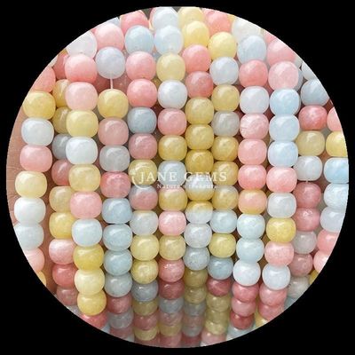 Gems Bead Rose Quartz Ice Green Jade Natural Crystal Gemstone Apple Shape Loose Bead Strands için Mücevher Yapımı