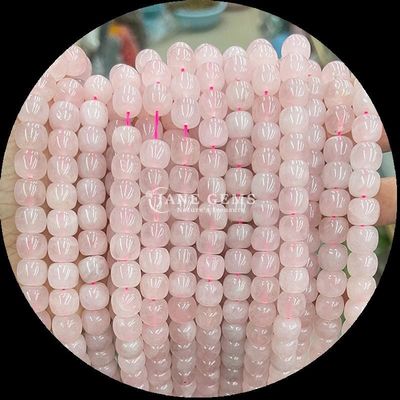 Gems Bead Rose Quartz Ice Green Jade Natural Crystal Gemstone Apple Shape Loose Bead Strands için Mücevher Yapımı