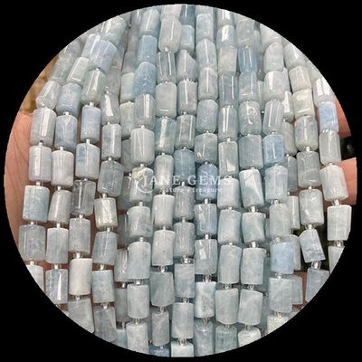 Gem Bead Natural Crystal Aquamarine Prehnite Gemstone Yüzlü Silindir Şekli Sıfır İnci Yapımcılık için Bead Strands