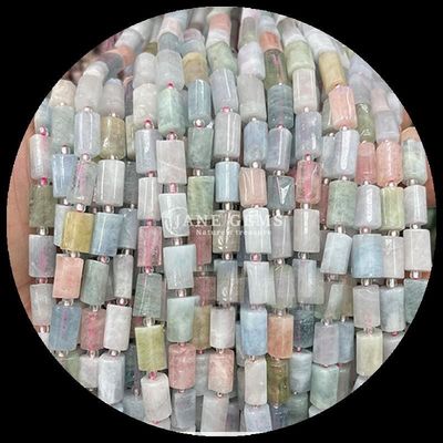 Gem Bead Natural Crystal Aquamarine Prehnite Gemstone Yüzlü Silindir Şekli Sıfır İnci Yapımcılık için Bead Strands