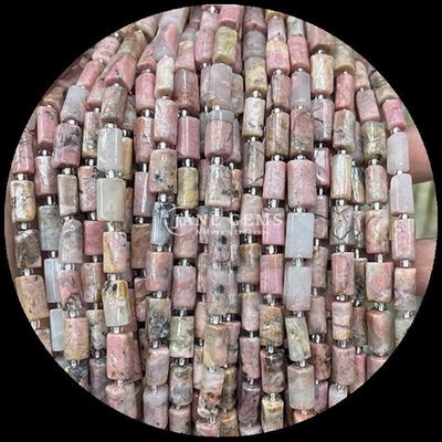 Gem Bead Doğal Kristal Apatit Rodonit Gemstone Yüzlü Silindir Şekli Sıfır İnci Yapımcılık için İnci Dişleri