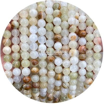 Karışık Yuvarlak Yeşim Çalcedony Taş İnciler Şifa Kristal Doğal Taş Sıvı İnciler DIY Mücevher Yapımı