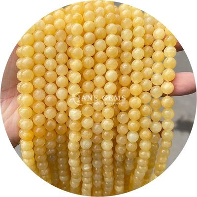 Yumuşak Doğal Kristal Yeşim Boncukları Limon Yeşim Yuvarlak Yumuşak Boncuklar Doğum Günü Hediyesi Yapımında