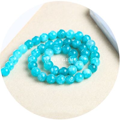 Xinjiang Kalsedon Mermi Döşeleri Amazonite Renkli Mücevherler İçin Yuvarlak Biçimli Taş