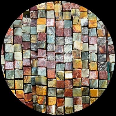 Küp kare şekli Doğal değerli taş boncuk Kırmızı Turkuaz Siyah Agat DIY Mücevherler için gevşek boncuk telleri