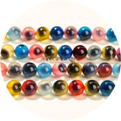 Gökkuşağı Şeker Agat Sıvı İnciler Yuvarlak İnciler DIY Mücevher Aksesuarları Hediye Yapımı için İnciler
