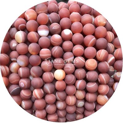 Doğal Kırmızı Çizgili Agat Boncukları Sardonyx Agat Mat Yuvarlak Yumuşak Boncuklar Mücevher Yapımı İçin