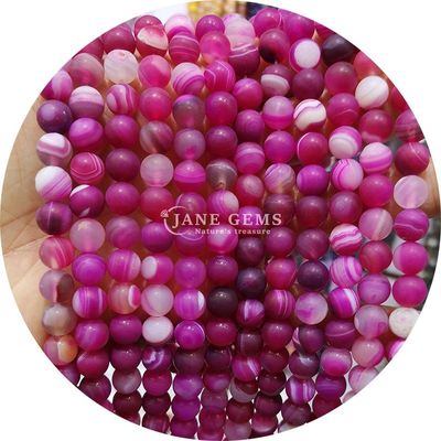 Doğal Kırmızı Çizgili Agat Boncukları Sardonyx Agat Mat Yuvarlak Yumuşak Boncuklar Mücevher Yapımı İçin