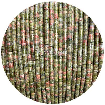 Mücevher yapımı için doğal kristal mücevherden yapılan Kiwi Jasper Unakite gevşek boncukları