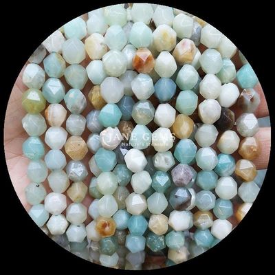 Yüzlü mücevher Doğal elmas şekli Rhodonite Amazonite gevşek iplik boncukları