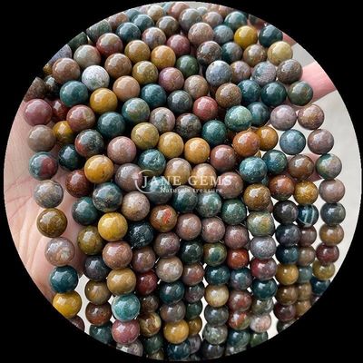 Yuvarlak Kesimli Doğal Taş Ay Taşı Florit Okyanus Yeşim Çubukları DIY Mücevherler için boncuklar
