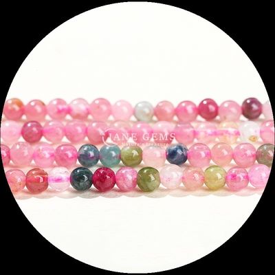 Canlı Yuvarlak Çok Renkli DIY Mücevherler Mini Sıfır Turmalin Sarı Yeşimli Sıfır Işıklı İnciler