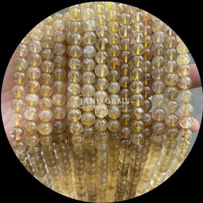 Çeşitli Renklerdeki Yuvarlak İnciler Doğal Gül Kuvars Altın Rutile Quartz DIY Mücevherler için