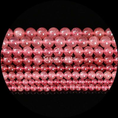 Yuvarlak Şekil Gemstone İnciler Gül Kuvars ve Çilek Kuvars Küpeler için gevşek İnciler