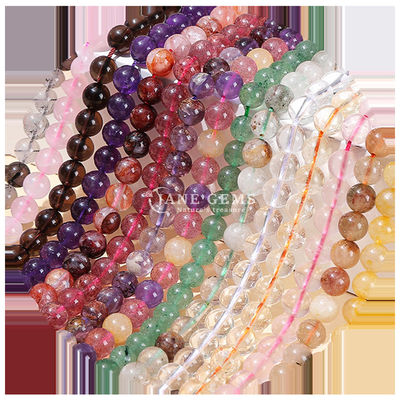 Yuvarlak Şekil Gemstone İnciler Gül Kuvars ve Çilek Kuvars Küpeler için gevşek İnciler