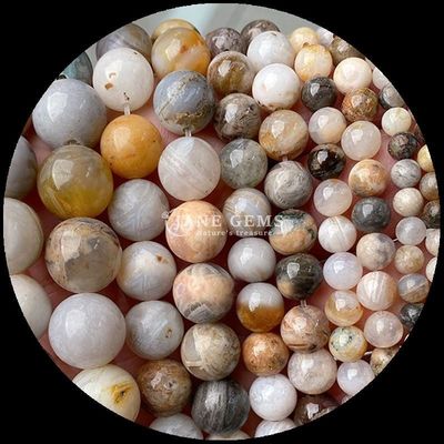 Yuvarlak Şekil 8mm Doğal Gemstone İnciler Çeşitli Agate İnciler Karnelian Sarı Çizgili Agate Çıkarsız İnce Yapısal Mücevherlik için