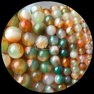 Yuvarlak Şekil 8mm Doğal Gemstone İnciler Çeşitli Agate İnciler Karnelian Sarı Çizgili Agate Çıkarsız İnce Yapısal Mücevherlik için