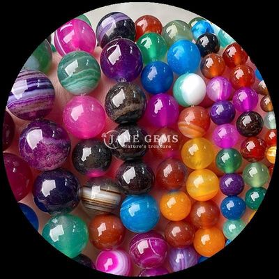 Çizgili Agate İnciler Gemstone İnciler Mücevher Yapımında 8mm