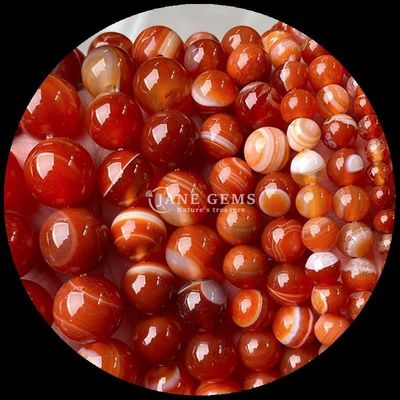 Çizgili Agate İnciler Gemstone İnciler Mücevher Yapımında 8mm
