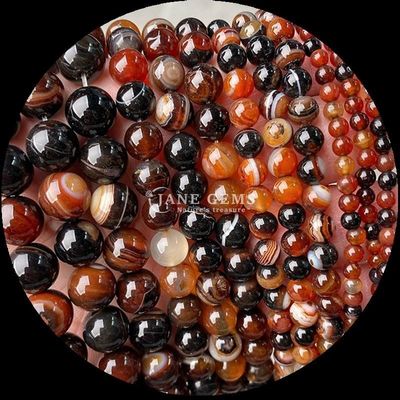Çizgili Agate İnciler Gemstone İnciler Mücevher Yapımında 8mm