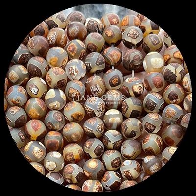 DIY Mücevher Yapma Esas Çok Renkli Tibatan Agat İncilleri Üç Göz Dzi Yumuşak İncil Dişeleri cilalı teknikle