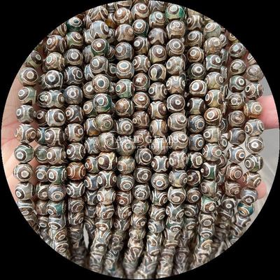 DIY Mücevher Yapma Esas Çok Renkli Tibatan Agat İncilleri Üç Göz Dzi Yumuşak İncil Dişeleri cilalı teknikle