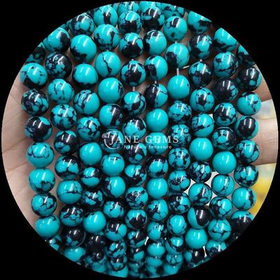 DIY Mücevher Yapma Yuvarlak Kesilmiş Mücevher Turkuaz İnce 8 mm Boyutlu ve Çeşitli Renkli