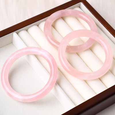 Doğal kristal cilalı taş pembe gül kuvars bilezik kristal mücevher doğum günü hediyesi için