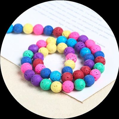 Çeşitli Renkli Değerli Taş Çeşitli Renkli Doğal Lava Taşı İyileştirici Taş DIY Mücevher için gevşek boncuk telleri