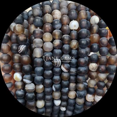 8mm Doğal Gemstone İnciler İnciler İnciler Çeşitli Bantlı Agat Dondurulmuş gevşek inciler için el yapımı inciler