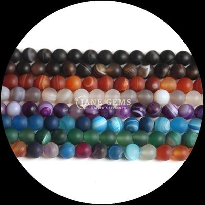 8mm Doğal Gemstone İnciler İnciler İnciler Çeşitli Bantlı Agat Dondurulmuş gevşek inciler için el yapımı inciler