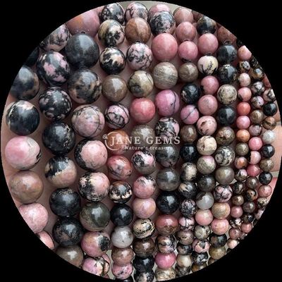 Taş Yuvarlak Şekil Howlite Rohdonit Kristal Taş DIY Mücevherler için Çeşitli Tedavi Taş Tipleri