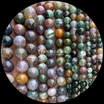 Yuvarlak Şekil Değerli Taşlar Çeşitli Renkler Hint Agate Unakite Kristal Şifa Taşı Mücevher Yapım İhtiyaçlarınız için gevşek boncuk telleri