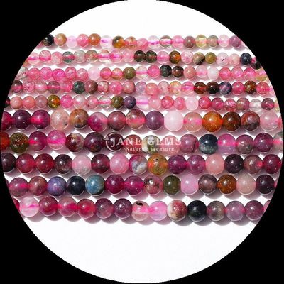 Mücevher Boncuk 4mm Çok Renkli Çeşitli Doğal Kristal Taş Mini Yuvarlak Turmalin Gevşek Boncuk Telleri Müşteri Gereksinimleri İçin